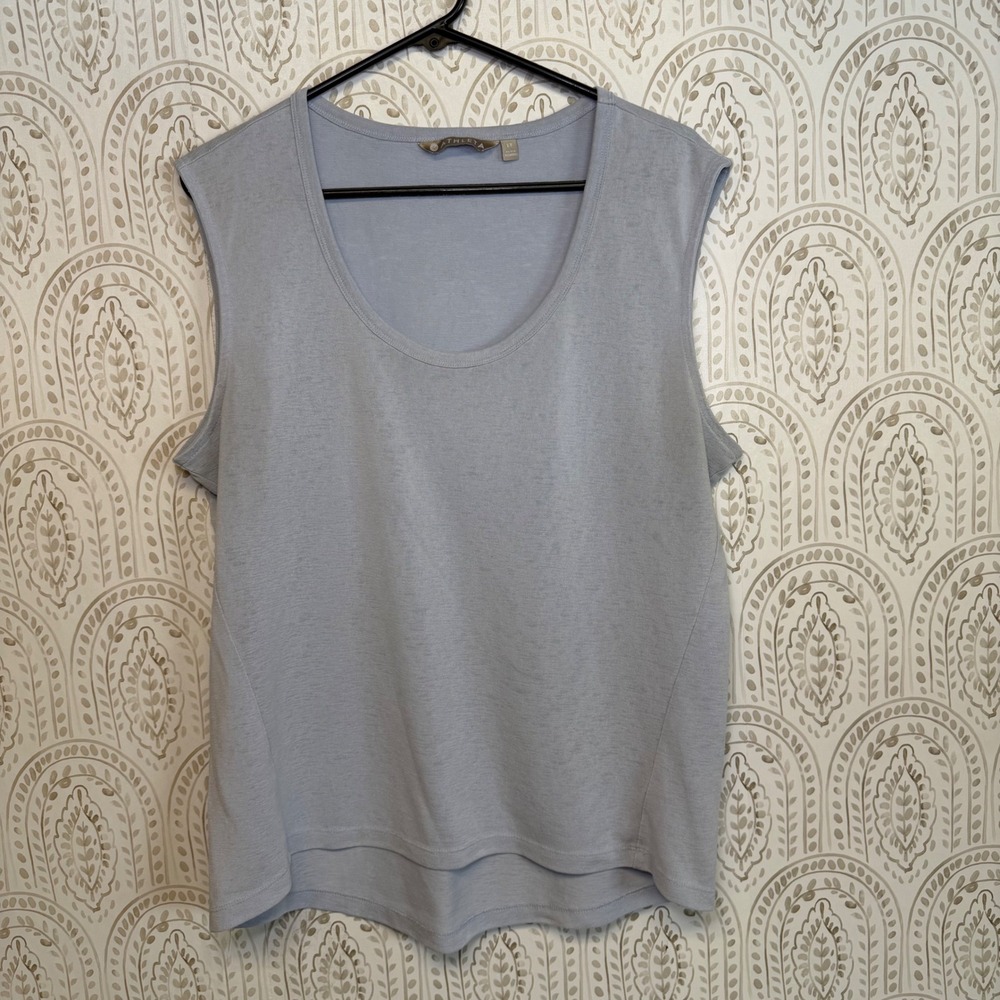 Athleta Womens Scoop Neck Muscle Tank Top Blue Slub Knit‎ Tall Large LT